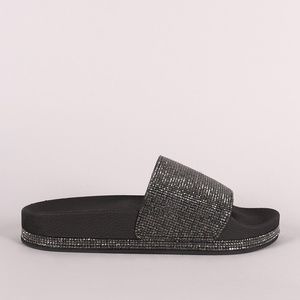 Bamboo Black Metallic Diamond Accent Slides